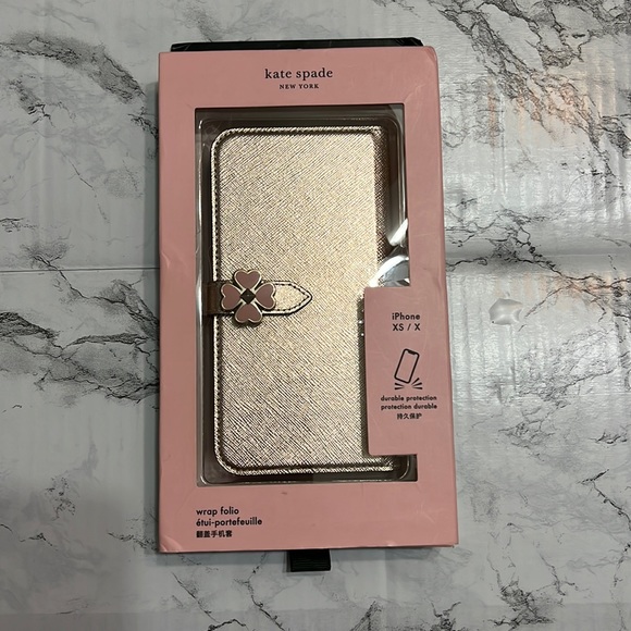 kate spade Accessories - Kate Spade wrap folio rose gold and pink iPhone XS/X phone case.